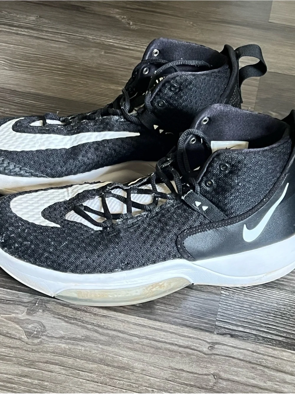 Nike Black and White Zoom Rize High Top Basketball Shoes